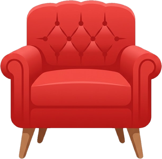 A red armchair, the Hotseat Gaming logo